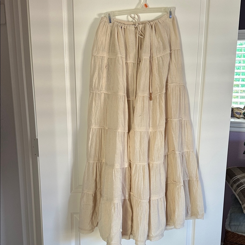 Free People Cream Maxi Skirt